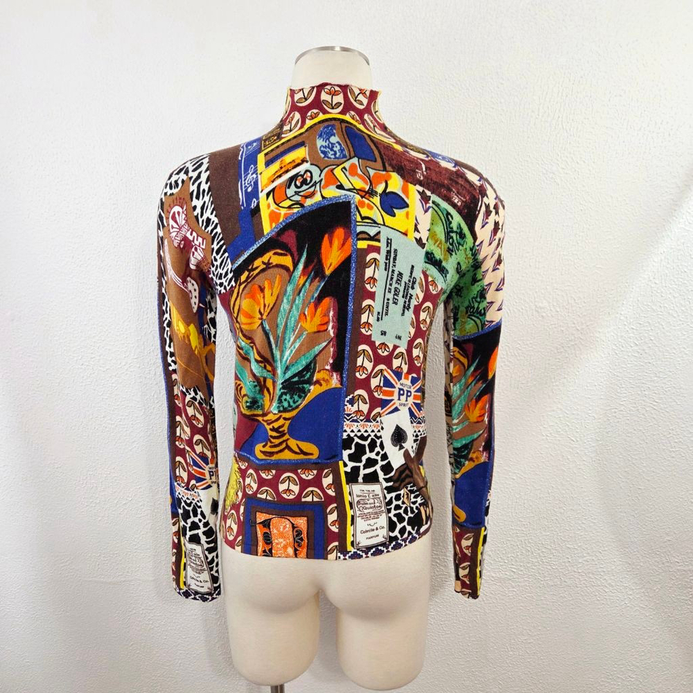 Alberto Makali patchwork sequin mock neck sweater colorful abstract women medium - Picture 2 of 9